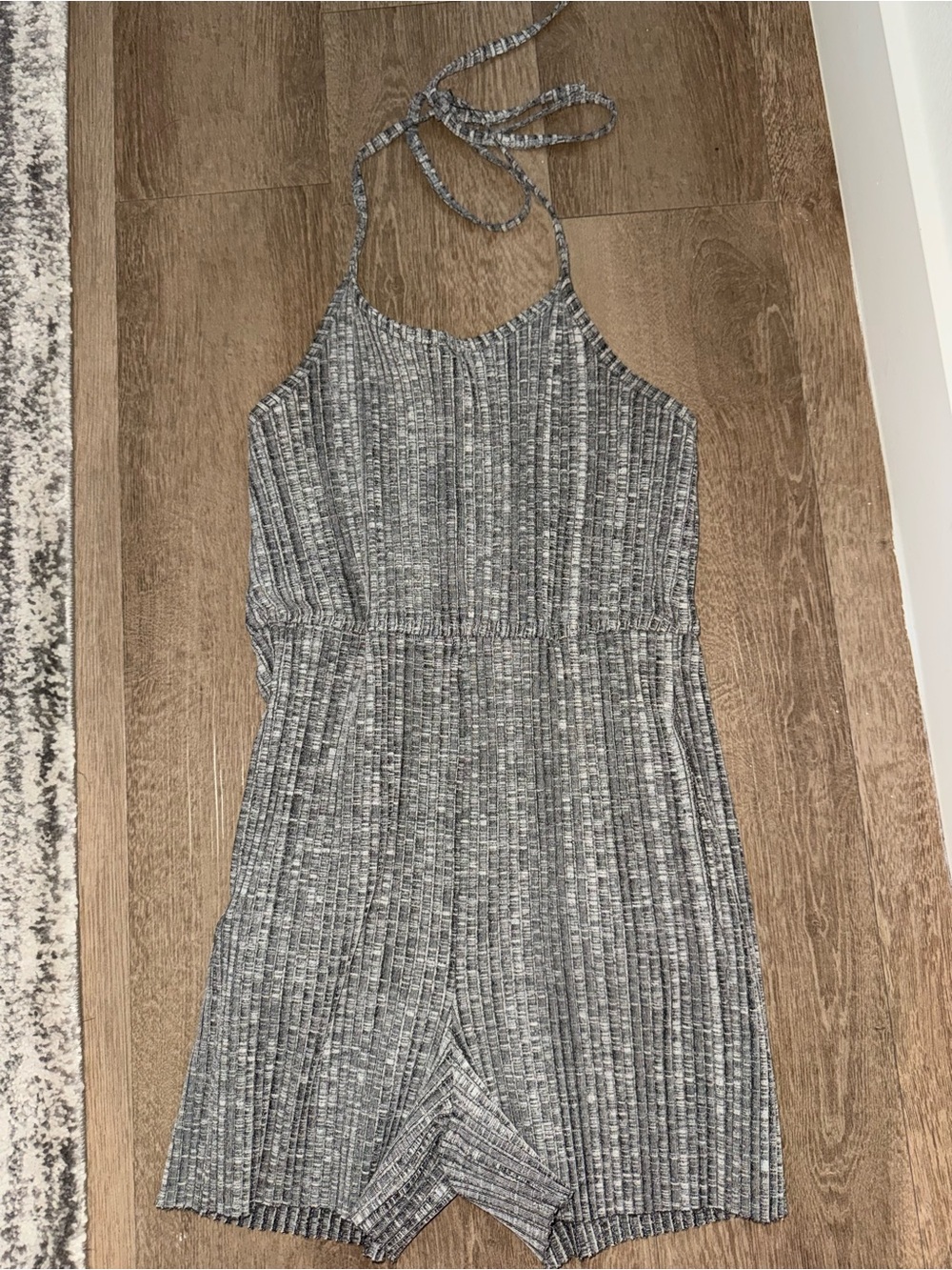 Urban Outfitters Ribbed Halter Romper in Heather Gray